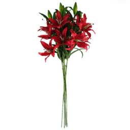 Leaf Red Large Lily Artificial Flower 100cm 6 Pack - Size: 100 x 22 x 22cm - Wilko