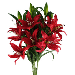 Leaf Red Large Lily Artificial Flower 100cm 6 Pack - Size: 100 x 22 x 22cm - Wilko - thumbnail 4