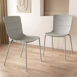Core Products Bali Set of 2 Light Grey Plastic Kitchen Chair - Wilko