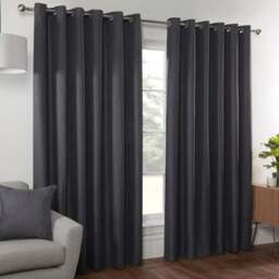 Divante Charcoal Hoxton Blackout Eyelet Curtains 168 x 183cm - Size: W 168 x D 183cm - Wilko