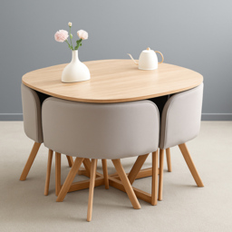 Kosy Koala 4 Seater Wooden Dining Set Light Brown Velvet - Multi - Wilko - thumbnail 3