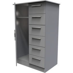 Crowndale Camden Single Door 6 Drawer Dusk Grey Kids Wardrobe Ready Assembled - Wilko - thumbnail 7