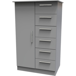Crowndale Camden Single Door 6 Drawer Dusk Grey Kids Wardrobe Ready Assembled - Wilko - thumbnail 5