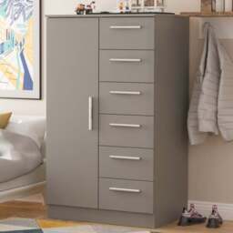Crowndale Camden Single Door 6 Drawer Dusk Grey Kids Wardrobe Ready Assembled - Wilko - thumbnail 1