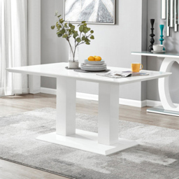 Furniturebox Molini Cesano 6 Seater Dining Set White Gloss Black and Chrome - Wilko - thumbnail 3