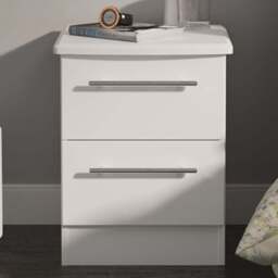 Crowndale Sherwood 2 Drawer Porcelain Matt Bedside Cabinet - White - Wilko