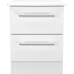 Crowndale Sherwood 2 Drawer Porcelain Matt Bedside Cabinet - White - Wilko - thumbnail 3