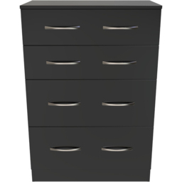 Crowndale Avon 4 Drawer Matt Black Deep Chest of Drawers Ready Assembled - Black Matt - Wilko - thumbnail 3