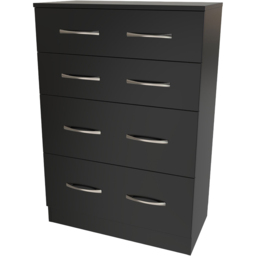 Crowndale Avon 4 Drawer Matt Black Deep Chest of Drawers Ready Assembled - Black Matt - Wilko - thumbnail 5