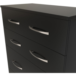 Crowndale Avon 4 Drawer Matt Black Deep Chest of Drawers Ready Assembled - Black Matt - Wilko - thumbnail 6