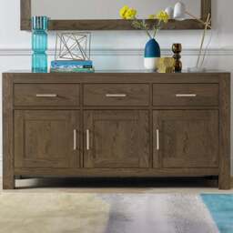 Bentley Designs Turin 3 Drawer 3 Door Dark Oak Wide Sideboard - Size: 82 x 160 x 47cm - Brown - Wilko