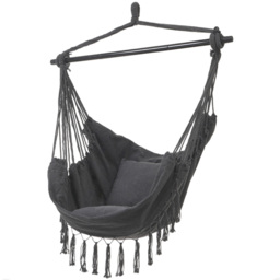 Living and Home Outdoor Dark Grey Hammock with Cushion - Size: 130x102x133cm - Black - Wilko - thumbnail 5