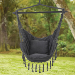 Living and Home Outdoor Dark Grey Hammock with Cushion - Size: 130x102x133cm - Black - Wilko