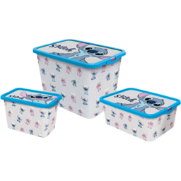 Stitch Storage Box 3 Piece - Size: 27 x 29 x 39cm - Multi - Wilko