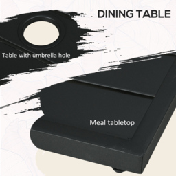Outsunny 4 Seater Garden Dining Set with Umbrella Hole Black - Wilko - thumbnail 6