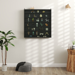 HOMCOM 7-Tier Glass Doors Black Wall Display Cabinet - Size: 83.0 cm x 9.5 cm x 80.0 cmcm - Wilko - thumbnail 4