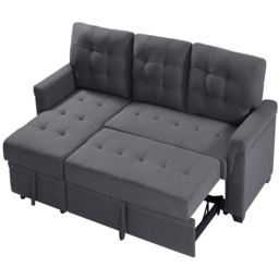 Furniture One 3 Seater Light Grey Linen Corner Storage Sofa Bed - Wilko - thumbnail 4