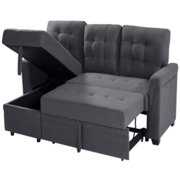 Furniture One 3 Seater Light Grey Linen Corner Storage Sofa Bed - Wilko - thumbnail 5