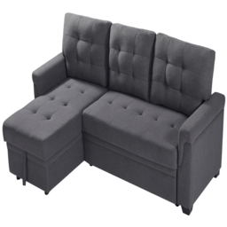 Furniture One 3 Seater Light Grey Linen Corner Storage Sofa Bed - Wilko - thumbnail 3