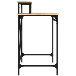 vidaXL Single Shelf Industrial Style Computer Desk Sonoma Oak - Size: 90 x 80 x 50cm - Brown - Wilko - thumbnail 6