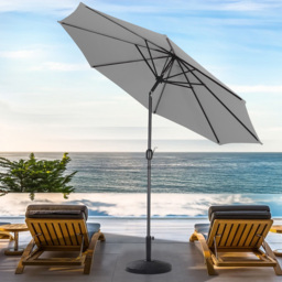 Living and Home Light Grey Round Crank Tilt Parasol with Rattan Effect Base 3m - Wilko - thumbnail 7