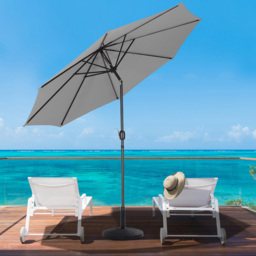 Living and Home Light Grey Round Crank Tilt Parasol with Rattan Effect Base 3m - Wilko - thumbnail 3