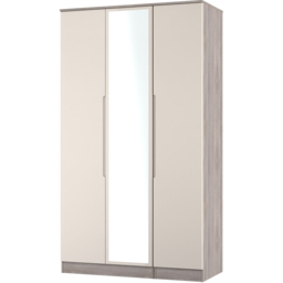 Crowndale Milan 3 Door Kashmir Gloss and Grey Oak Tall Mirrored Wardrobe Ready Assembled - Kashmir Gloss & Grey Oak - Wilko - thumbnail 3