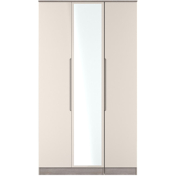Crowndale Milan 3 Door Kashmir Gloss and Grey Oak Tall Mirrored Wardrobe Ready Assembled - Kashmir Gloss & Grey Oak - Wilko - thumbnail 4