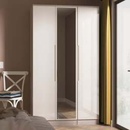 Crowndale Milan 3 Door Kashmir Gloss and Grey Oak Tall Mirrored Wardrobe Ready Assembled - Kashmir Gloss & Grey Oak - Wilko - thumbnail 1