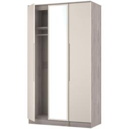 Crowndale Milan 3 Door Kashmir Gloss and Grey Oak Tall Mirrored Wardrobe Ready Assembled - Kashmir Gloss & Grey Oak - Wilko - thumbnail 6