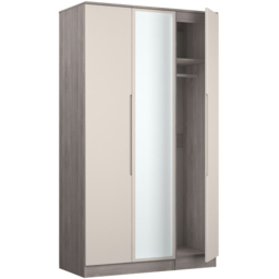 Crowndale Milan 3 Door Kashmir Gloss and Grey Oak Tall Mirrored Wardrobe Ready Assembled - Kashmir Gloss & Grey Oak - Wilko - thumbnail 7