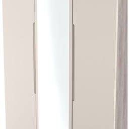 Crowndale Milan 3 Door Kashmir Gloss and Grey Oak Tall Mirrored Wardrobe Ready Assembled - Kashmir Gloss & Grey Oak - Wilko - thumbnail 5