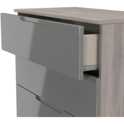 Crowndale Milan 5 Drawer Grey Gloss and Grey Oak Chest of Drawers Ready Assembled - Grey Gloss & Grey Oak - Wilko - thumbnail 7