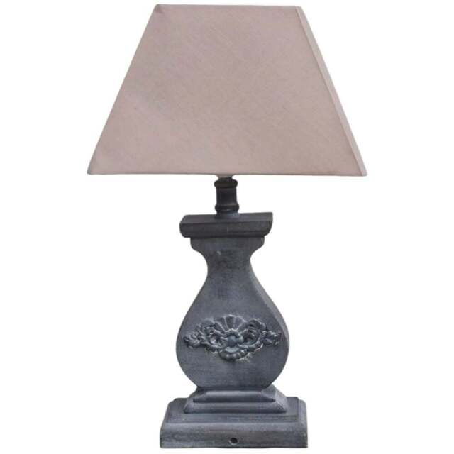 Acacia Home Cream Linen Shade Grey Table Lamp - Size: 43 x 25 x 15cm - Wilko - image 1