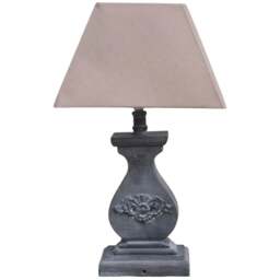 Acacia Home 43cm Grey Tall Washed Wood Table Lamp with Taupe Linen Shade - Size: 43 x 25 x 15cm - Cream - Wilko