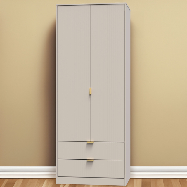 Crowndale Linear 2 Door 2 Drawer Kashmir Matt Wardrobe - Size: 2 Door, 2 Drawer - Cream - Wilko - image 1