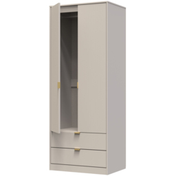 Crowndale Linear 2 Door 2 Drawer Kashmir Matt Wardrobe - Size: 2 Door, 2 Drawer - Cream - Wilko - thumbnail 5