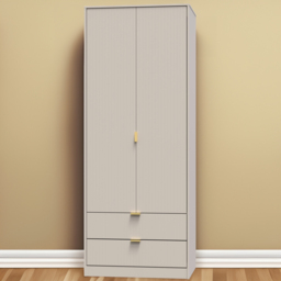 Crowndale Linear 2 Door 2 Drawer Kashmir Matt Wardrobe - Size: 2 Door, 2 Drawer - Cream - Wilko - thumbnail 1
