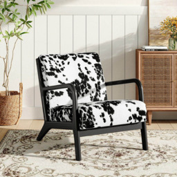 Living and Home Black and White Modern Upholstered Swivel Armchair - Size: Single - Wilko - thumbnail 4
