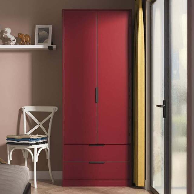 Crowndale Hong Kong 2 Door 2 Drawer Red Matt Tall Wardrobe Ready Assembled - Wilko - image 1