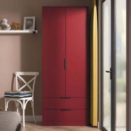 Crowndale Hong Kong 2 Door 2 Drawer Red Matt Tall Wardrobe Ready Assembled - Wilko - thumbnail 1