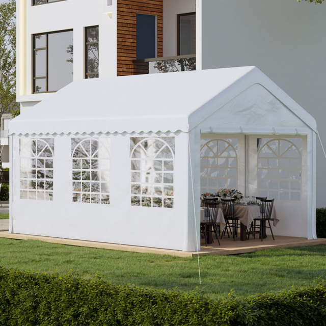 Outsunny 4 x 6m Marquee Carport Shelter Gazebo Tent - White - Wilko - image 1