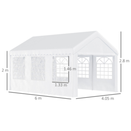 Outsunny 4 x 6m Marquee Carport Shelter Gazebo Tent - White - Wilko - thumbnail 7