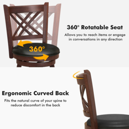 Costway Swivel Upholstered Counter Height Bar Stool Set of 2 - Size: 91 x 51 x 27cm - Multi - Wilko - thumbnail 6