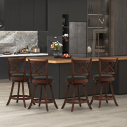 Costway Swivel Upholstered Counter Height Bar Stool Set of 2 - Size: 91 x 51 x 27cm - Multi - Wilko - thumbnail 4