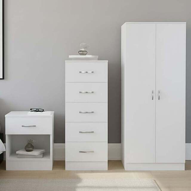 Vida Designs Riano White 3 Piece Bedroom Furniture Set - Wilko - image 1