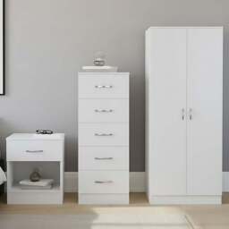 VIDA DESIGNS Riano White 3 Piece Bedroom Furniture Set - Wilko