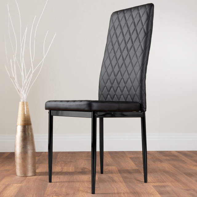 Furniturebox Valera Set of 6 Black Faux Leather Dining Chair - Wilko - image 1