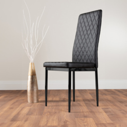 Furniturebox Valera Set of 6 Black Faux Leather Dining Chair - Wilko - thumbnail 6