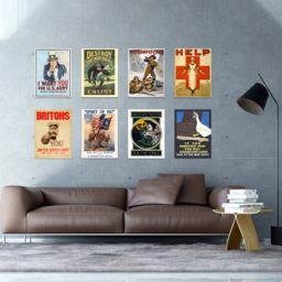 Artery8 World War 1 US UK Allies Military Recruitment Wall Art Print 30 x 41cm 8 Pack - Size: 40.5 x 30.5 x 0.3cm - Multi - Wilko - thumbnail 3